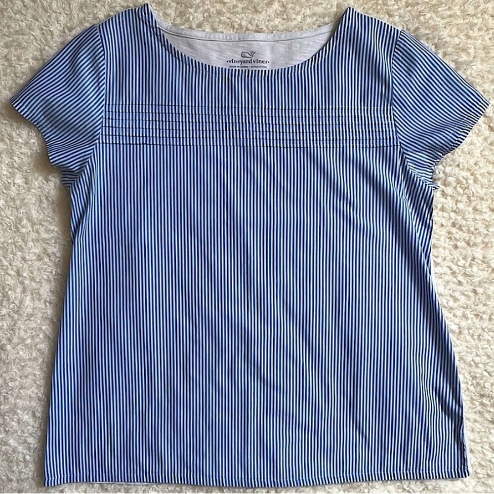 Vineyard Vines Striped T-Shirt Mixed Cotton Media Sz: S Blue and White Stripe